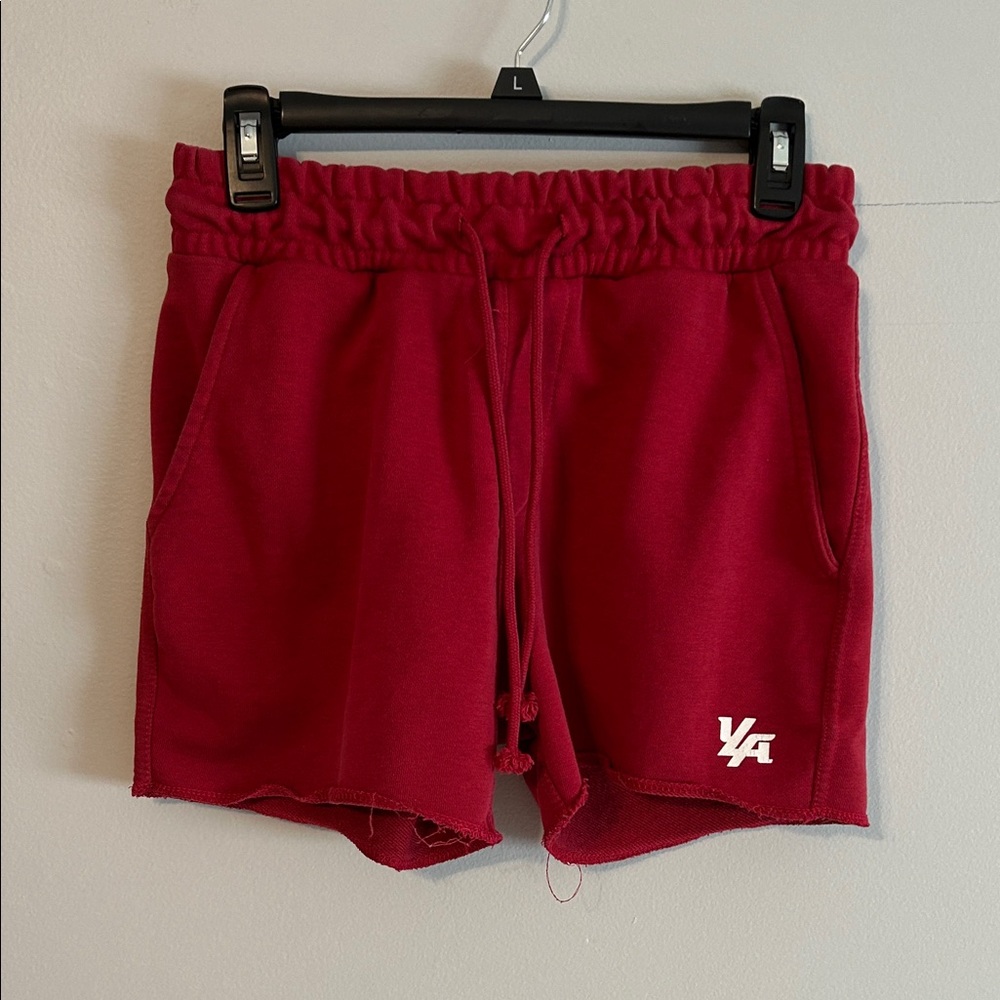 YoungLA Women's Red Athletic Shorts. Med. 70% cotton.